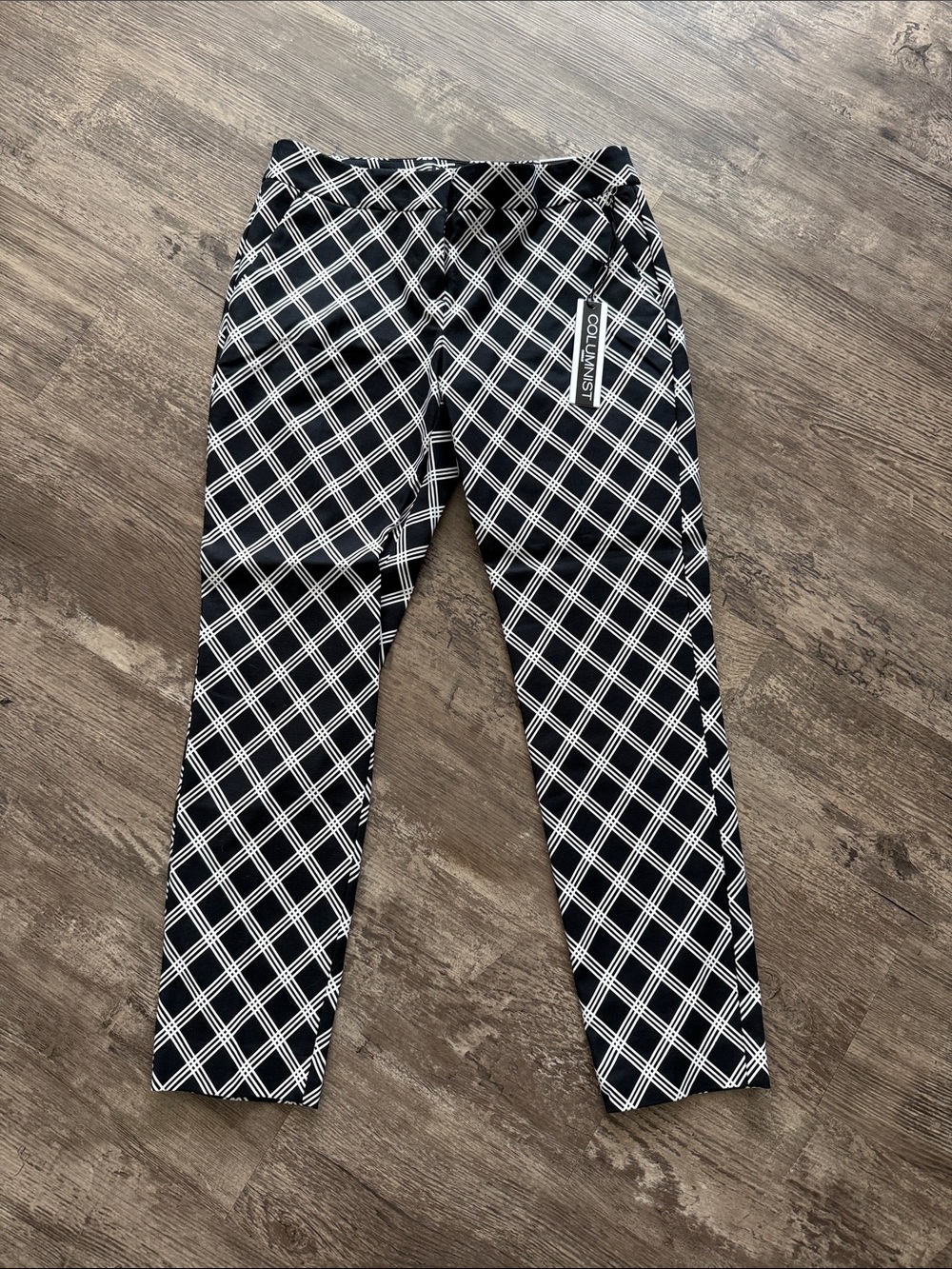 Express Columnist Ankle Black & White Plaid Cropped Pants